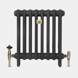 Mercury 3 Column 560mm slimline cast iron bay window radiator in Matt Black finish